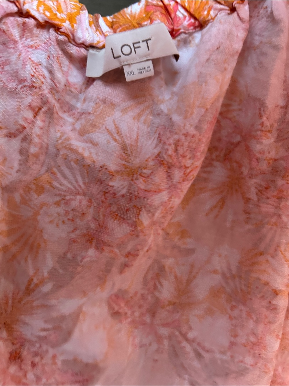 LOFT Linen Blend One Shoulder Top & Shorts Set XXL Orange Floral Matching Set - Picture 9 of 15